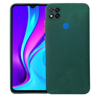 TGK Mobile Cover, Liquid Silicone Case Back Cover Compatible for Xiaomi Mi Redmi 9 / Redmi 9C (Dark Green)