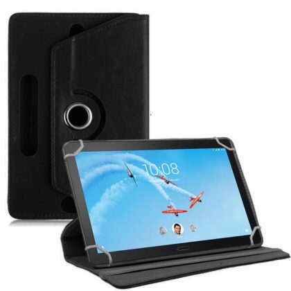 TGK Universal 360 Degree Rotating Leather Rotary Swivel Stand Case Cover for Lenovo Tab P10 TB-X705F 10.1 Inch (Black)