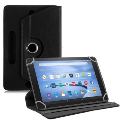 TGK Universal 360 Degree Rotating Leather Rotary Swivel Stand Case Cover for Fire HD 10 Tablet (Black)