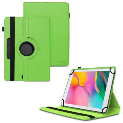 TGK 360 Degree Rotating Universal 3 Camera Hole Leather Stand Case Cover for Samsung Galaxy Tab A 8 inch 2019 SM-T290, T295, T297-Green