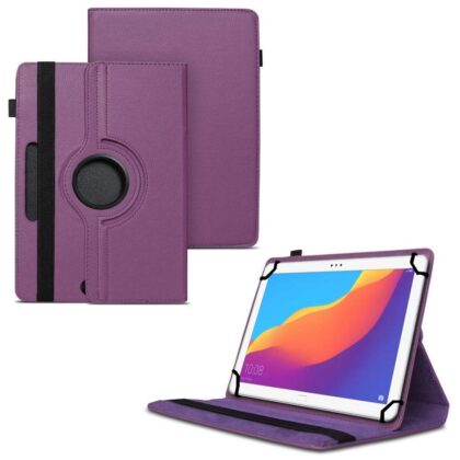 TGK 360 Degree Rotating Universal 3 Camera Hole Leather Stand Case Cover for Honor Pad 5 10.1 inch Tablet-Purple