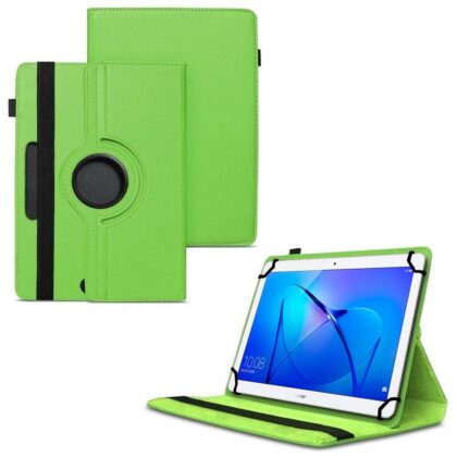 TGK 360 Degree Rotating Universal 3 Camera Hole Leather Stand Case Cover for Honor Play Pad 2 Tablet (8-inch)-Green