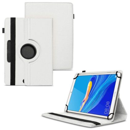 TGK 360 Degree Rotating Universal 3 Camera Hole Leather Stand Case Cover for Huawei Mediapad M6 8.4 – White