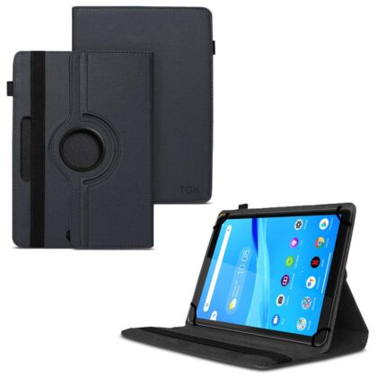 TGK 360 Degree Rotating Universal 3 Camera Hole Leather Stand Case Cover for Lenovo Tab M8 tablet 8 inch – Black