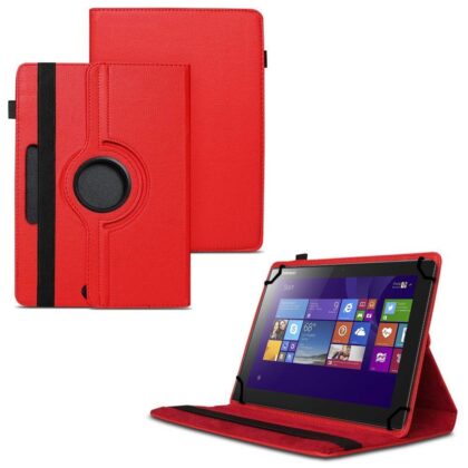 TGK 360 Degree Rotating Universal 3 Camera Hole Leather Stand Case Cover for Lenovo Ideatab MIIX 3-1030 Tablet PC 10.1 Inch – Red
