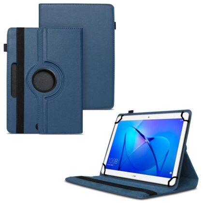 TGK 360 Degree Rotating Universal 3 Camera Hole Leather Stand Case Cover for Honor Play Pad 2 Tablet (8-inch)-Dark Blue