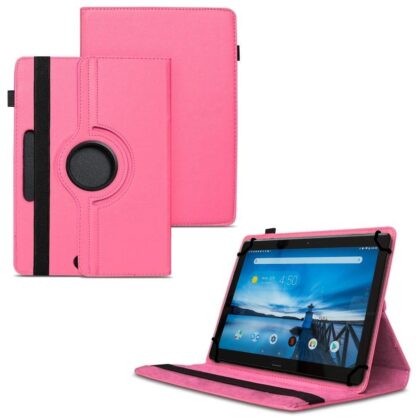 TGK 360 Degree Rotating Universal 3 Camera Hole Leather Stand Case Cover for Lenovo Tab P10 TB-X705F / TB-X705L 10.1-Inch – Hot Pink