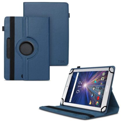 TGK 360 Degree Rotating Universal 3 Camera Hole Leather Stand Case Cover for Acer Iconia One 8 B1-870 Tablet 8 inch – Dark Blue