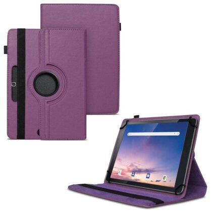 TGK 360 Degree Rotating Universal 3 Camera Hole Leather Stand Case Cover for iBall Slide Majestic 01 Tablet (10.1 inch) – Purple