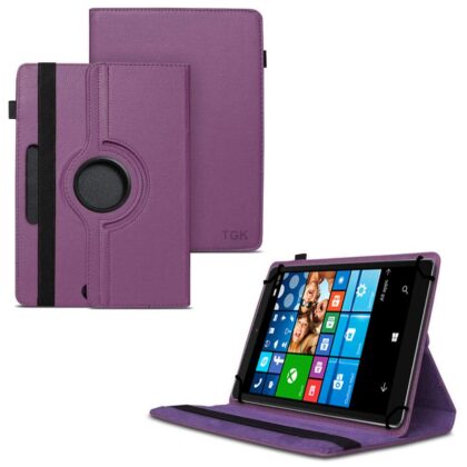 TGK 360 Degree Rotating Universal 3 Camera Hole Leather Stand Case Cover for Alcatel OneTouch Pixi 3 8 inch Tablet – Purple