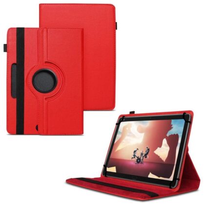 TGK 360 Degree Rotating Universal 3 Camera Hole Leather Stand Case Cover for Huawei MediaPad M5 Lite 10-Inch Tablet 2018 Release – Red