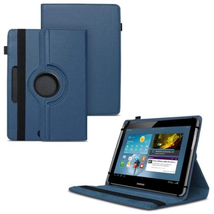 TGK 360 Degree Rotating Universal 3 Camera Hole Leather Stand Case Cover for Samsung Galaxy TAB 10.1 N GT-P7500 GT-P7501 GT-P7510 GT-P7511 GT-P5100 GT-P5110 P510 P750 (Dark Blue)