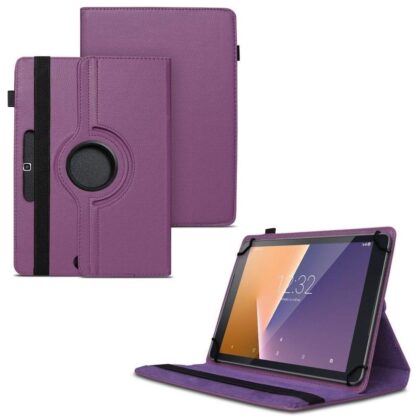 TGK 360 Degree Rotating Universal 3 Camera Hole Leather Stand Case Cover for iBall Premio Tablet 8 inch-Purple