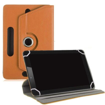 TGK 360 Degree Rotating Leather Rotary Swivel Stand Case Cover for HP Slate 10-Inch Tablet (Orange)