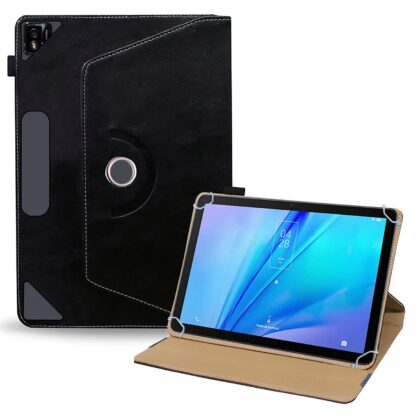 TGK Rotating Leather Flip Case with Viewing Stand Cover for TCL Tab 10s 10.1 inches Tablet (Black)