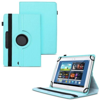 TGK 360 Degree Rotating Universal 3 Camera Hole Leather Stand Case Cover for Samsung Galaxy Note 10.1 GT-N8000 GT-N8010 GT-N8020 GT-N800-Sky Blue