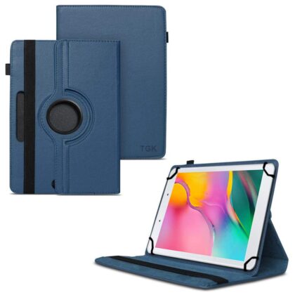 TGK 360 Degree Rotating Universal 3 Camera Hole Leather Stand Case Cover for Samsung Galaxy Tab A 8 inch 2019 SM-T290, T295, T297-Dark Blue