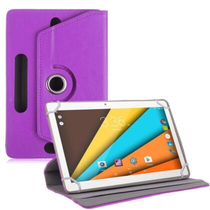 TGK Universal 360 Degree Rotating Leather Rotary Swivel Stand Case Cover for Swipe Slate Plus 10 inch Tablet (Purple)