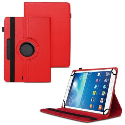 TGK 360 Degree Rotating Universal 3 Camera Hole Leather Stand Case Cover for Samsung Galaxy TAB 3 8.0 SM-T315-Red