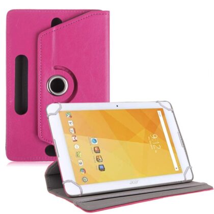 TGK Universal 360 Degree Rotating Leather Rotary Swivel Stand Case Cover for Acer Iconia One 10 inch Tablet – Pink