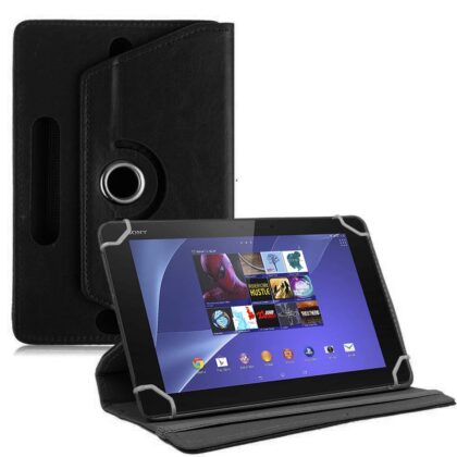 TGK 360 Degree Rotating Leather Rotary Swivel Stand Case Cover for Sony Xperia Z2 4G LTE Tablet 10.1-Inch (Black)