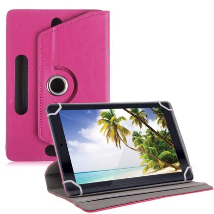 TGK 360 Degree Rotating Leather Rotary Swivel Stand Case Cover for iBall Elan 3×32 10.1 inch Tablet (Pink)