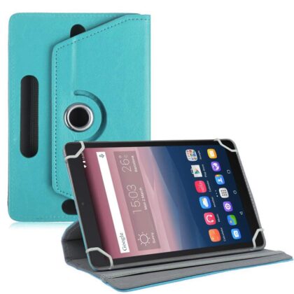 TGK Universal 360 Degree Rotating Leather Rotary Swivel Stand Case Cover for Alcatel One Touch Pixi 3 10 Inch Tablet – Sky Blue
