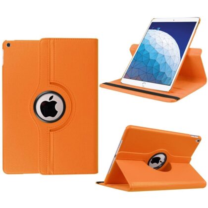 TGK 360 Degree Rotating Auto Sleep Wake Function Leather Smart Case For iPad Air 3 10.5 Cover, Air 3rd Generation Model – A2152 A2123 A2153 A2154 – Orange