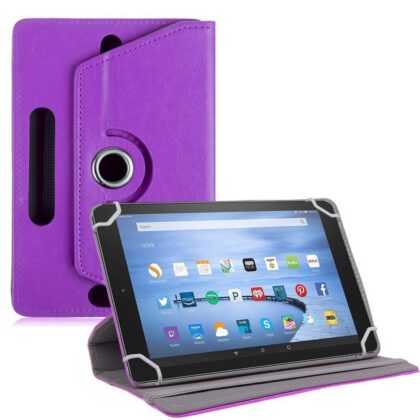 TGK Universal 360 Degree Rotating Leather Rotary Swivel Stand Case Cover for Fire HD 10 Tablet (Purple)