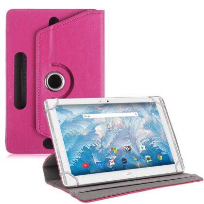 TGK Universal 360 Degree Rotating Leather Rotary Swivel Stand Case Cover for Acer Iconia One 10 B3-A40 Tablet (10.1) – Hot Pink
