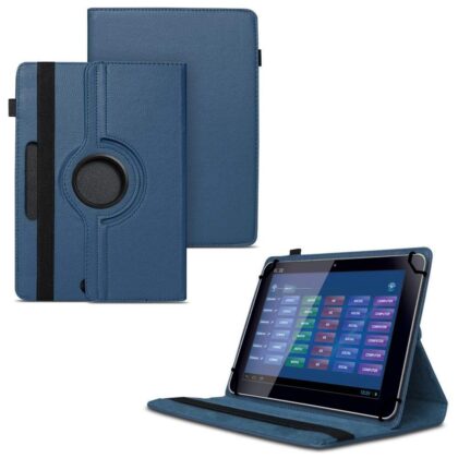 TGK 360 Degree Rotating Universal 3 Camera Hole Leather Stand Case Cover for Lenovo Tab Tab 2 A10-30F 10.1 inch – Dark Blue