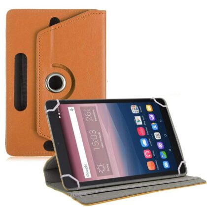 TGK Universal 360 Degree Rotating Leather Rotary Swivel Stand Case Cover for Alcatel One Touch Pixi 3 10 Inch Tablet – Orange