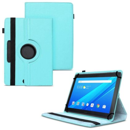 TGK 360 Degree Rotating Universal 3 Camera Hole Leather Stand Case Cover for Lenovo Tab 2 A10-70F (10.1 inch) – Sky Blue