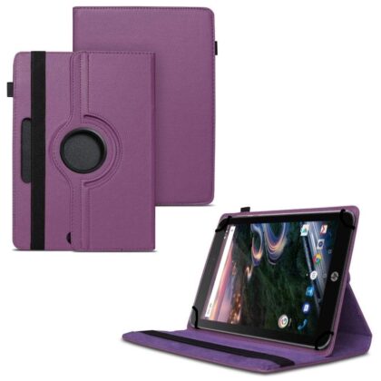 TGK 360 Degree Rotating Universal 3 Camera Hole Leather Stand Case Cover for HP Pro 8 Tablet 8 inch – Purple