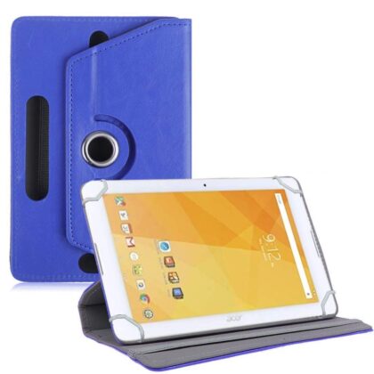 TGK Universal 360 Degree Rotating Leather Rotary Swivel Stand Case Cover for Acer Iconia One 10 inch Tablet – Dark Blue