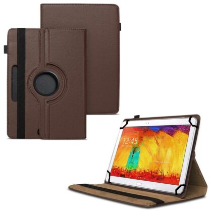 TGK 360 Degree Rotating Universal 3 Camera Hole Leather Stand Case Cover for Samsung Galaxy Note 10.1 Edtion 2014 Sm-P6000 Sm-P6010 Sm-P6050 Sm-P600 Sm-P601 Sm-P605-Brown