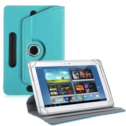 TGK 360 Degree Rotating Leather Stand Case Cover for Samsung Galaxy Note 10.1 inch (GT-N8000 GT-N8010 GT-N8020 GT-N800 N8005 N8013) Tablet (Sky Blue)