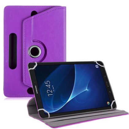TGK Universal 360 Degree Rotating Leather Rotary Swivel Stand Case Cover for Samsung Galaxy Tab A 10.1 T580 Tablet (Purple)