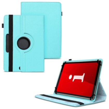 TGK 360 Degree Rotating Universal 3 Camera Hole Leather Stand Case Cover for iBall iTAB MovieZ Pro 10.1 inch Tablet – Sky Blue
