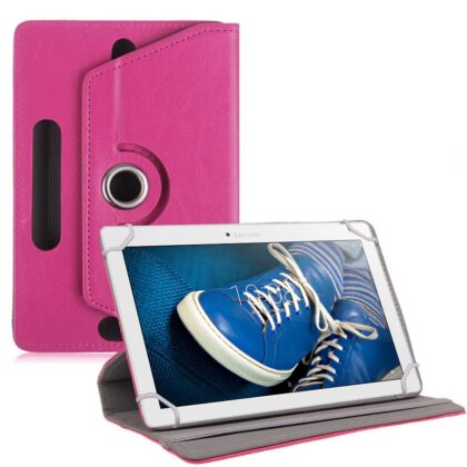 TGK Universal 360 Degree Rotating Leather Rotary Swivel Stand Case Cover for Lenovo Tab 2 A10-30 10.1″ Tablet – Hot Pink