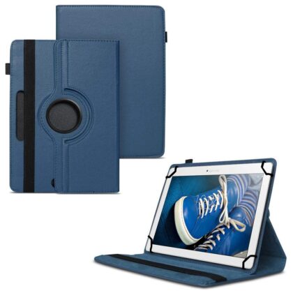 TGK 360 Degree Rotating Universal 3 Camera Hole Leather Stand Case Cover for Lenovo Tab 2 A10-30 10.1″ Tablet – Dark Blue
