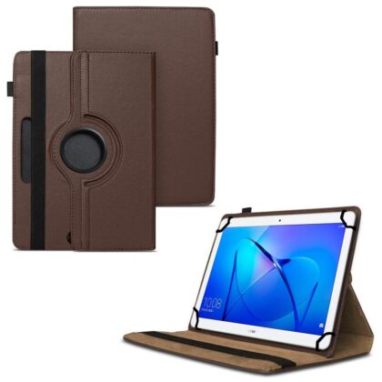 TGK 360 Degree Rotating Universal 3 Camera Hole Leather Stand Case Cover for Honor Play Pad 2 Tablet (8-inch)-Brown