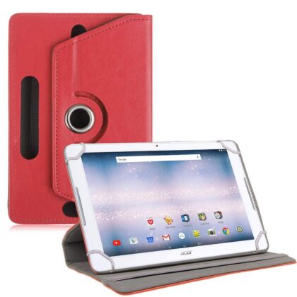 TGK Universal 360 Degree Rotating Leather Rotary Swivel Stand Case Cover for Acer Iconia One 10 (B3-A30) 10.1 inch – Red