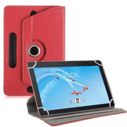 TGK 360 Degree Rotating Leather Rotary Swivel Stand Case Cover for Lenovo Tab E10 TB-X104F 10.1 inch (Red)