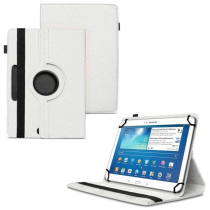 TGK 360 Degree Rotating Universal 3 Camera Hole Leather Stand Case Cover for Samsung Galaxy Tab 3 10.1 inch GT-P5210 GT-P5200 GT-P5220 – White