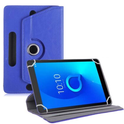 TGK Universal 360 Degree Rotating Leather Rotary Swivel Stand Case Cover for Alcatel 1T 10 inch Tablet – Dark Blue