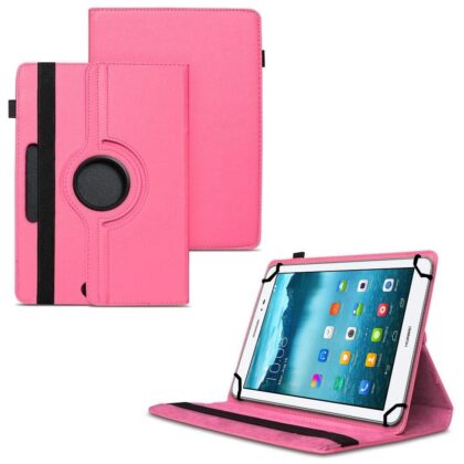 TGK 360 Degree Rotating Universal 3 Camera Hole Leather Stand Case Cover for HUAWEI MediaPad T1 8.0 Pro Tablet-Hot Pink