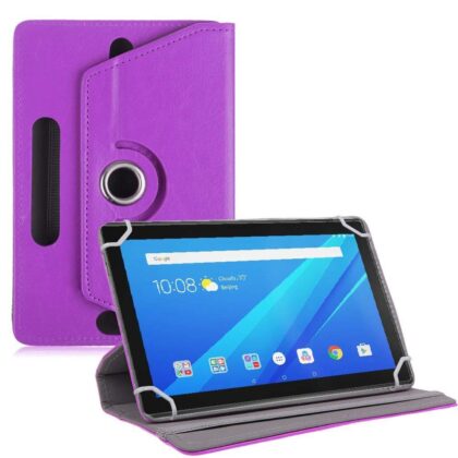 TGK Universal 360 Degree Rotating Leather Rotary Swivel Stand Case Cover for Lenovo Tab 4 10.1 inch Tablet (Purple)