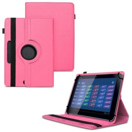 TGK 360 Degree Rotating Universal 3 Camera Hole Leather Stand Case Cover for Lenovo Tab Tab 2 A10-30F 10.1 inch – Hot Pink