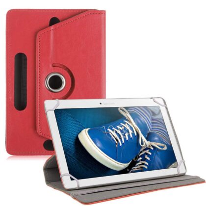 TGK Universal 360 Degree Rotating Leather Rotary Swivel Stand Case Cover for Lenovo Tab 2 A10-30 10.1″ Tablet – Red